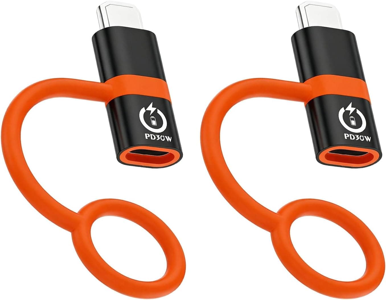 Lightning Type-C 変換アダプタ USB-Cプラグ対応 PD30W充電 データ転送対応 Z73合金ボディ 黒系 端子保護キャップ付き シリコンストラップ対応 小型軽量で携帯しやすい 端末まわりをすっきり整える 変換コネクタ ノートPC・タブレット・スマートフォン周辺機器用 袋装仕様で予備にも便利 - 2個セット