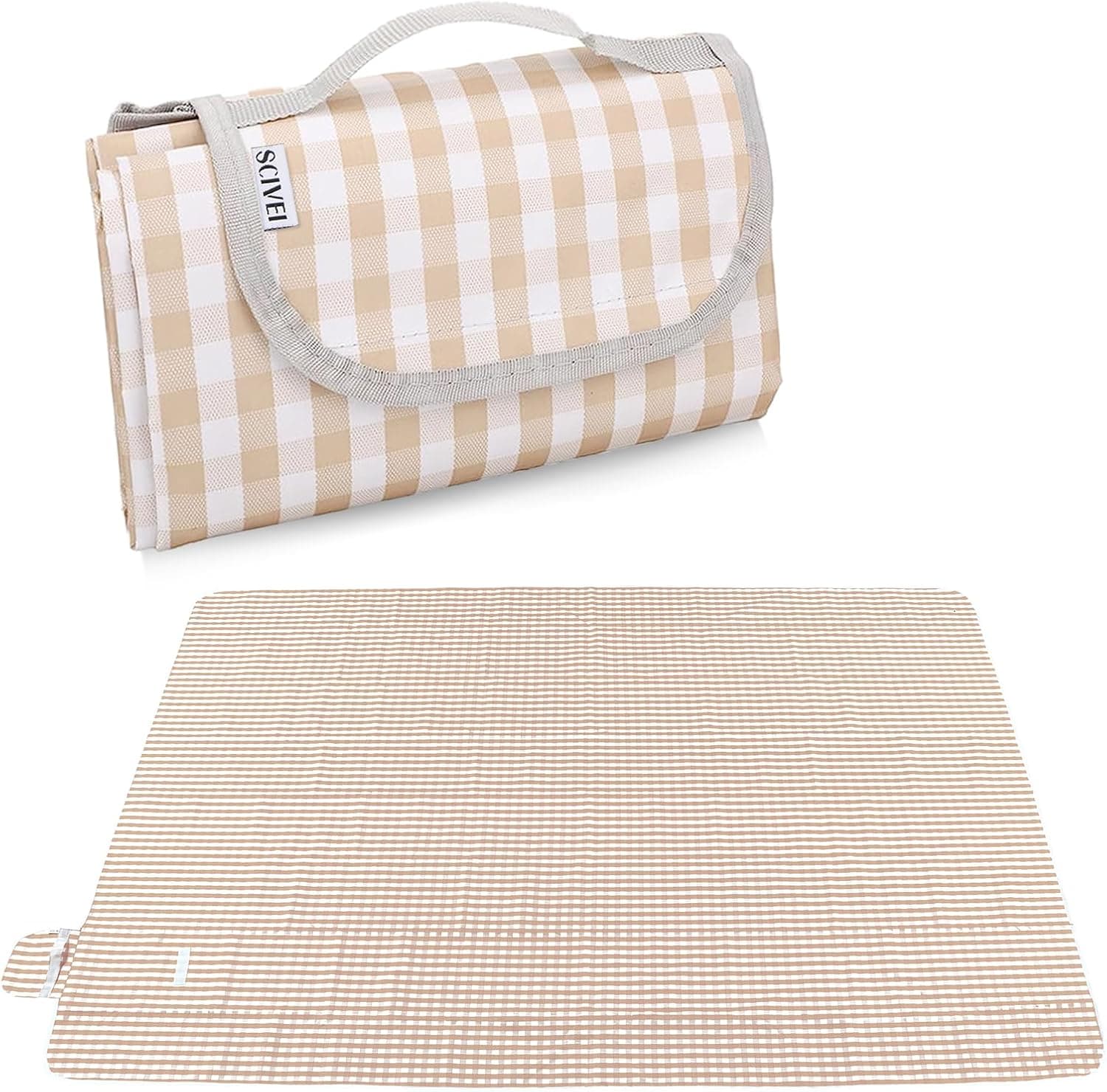 レジャーシート 防水 ピクニックマット 大判 150x200cm 3～6人用 折りたたみ 防湿 コンパクト収納 携帯便利 軽量 遠足 運動会 お花見 ビーチ キャンプ アウトドア チェック柄 [日本語説明書付き]